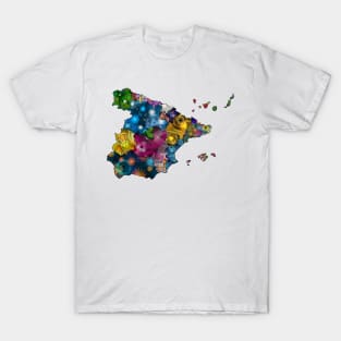 Spirograph Patterned Spain Provinces Map T-Shirt